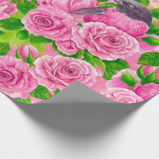 Roze Robin en rozen Cadeaupapier (Hoek)