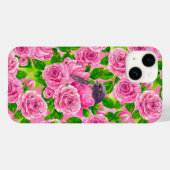 Roze Robin en rozen Case-Mate iPhone Case (Achterkant (horizontaal))