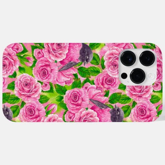 Roze Robin en rozen Case-Mate iPhone Case (Achterkant (horizontaal))
