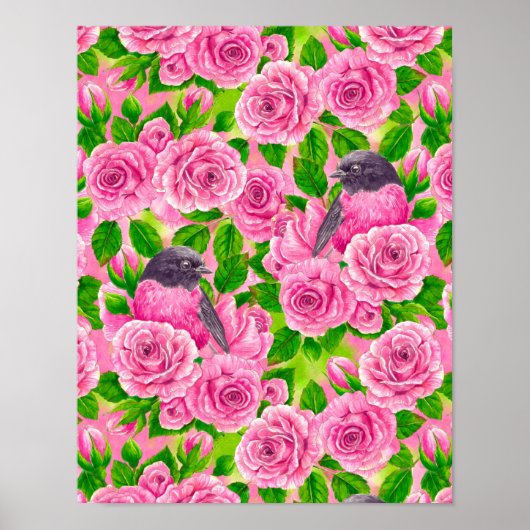 Roze Robin en rozen Poster (Voorkant)