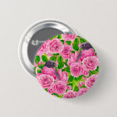 Roze Robin en rozen Ronde Button 5,7 Cm (Voorkant /achterkant)