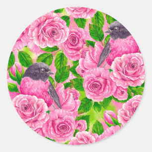 Roze Robin en rozen Ronde Sticker