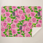 Roze Robin en rozen Sherpa Deken (Voorkant (horizontaal))