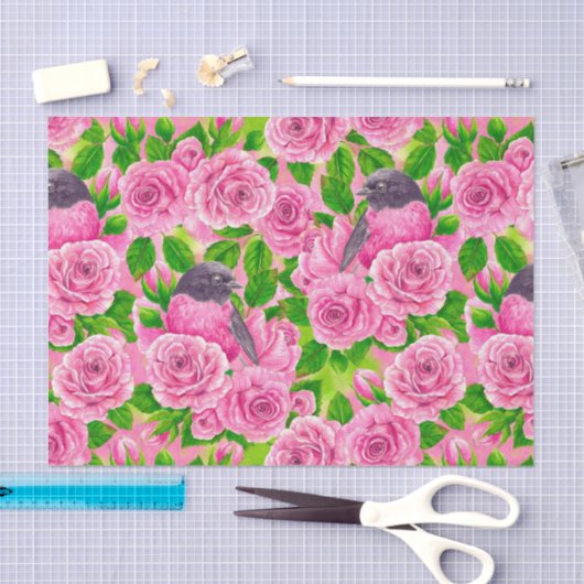 Roze Robin en rozen Tissuepapier (Craft)