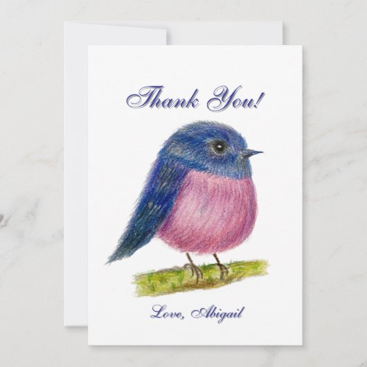 Roze Robin Vogel Vouwkaart Bedankkaart (Voorkant)