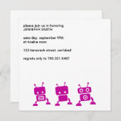 Roze Robot Baby shower Uitnodiging (Voorkant / Achterkant)