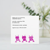 Roze Robot Baby shower Uitnodiging (Staand voorkant)