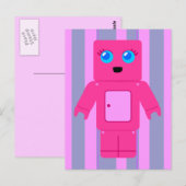 Roze Robot Briefkaart (Voorkant / Achterkant)