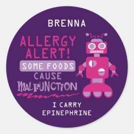 Roze Robot Food Allergie Alert Stickers