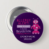 Roze Robot Food Allergy Alert Button (Voorkant /achterkant)