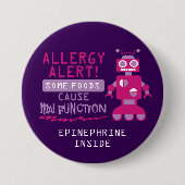 Roze Robot Food Allergy Alert Button (Voorkant)
