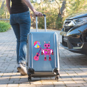 Roze Robot Gitaar en Vredesbord Schattige Sticker (Koffer Insitu)