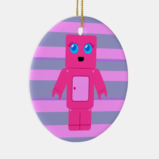Roze Robot Keramisch Ornament (Rechts)
