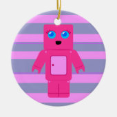 Roze Robot Keramisch Ornament (Voorkant)