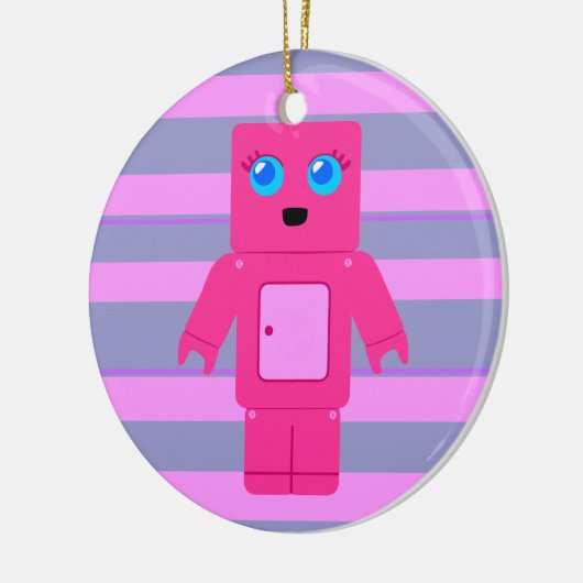 Roze Robot Keramisch Ornament (Links)