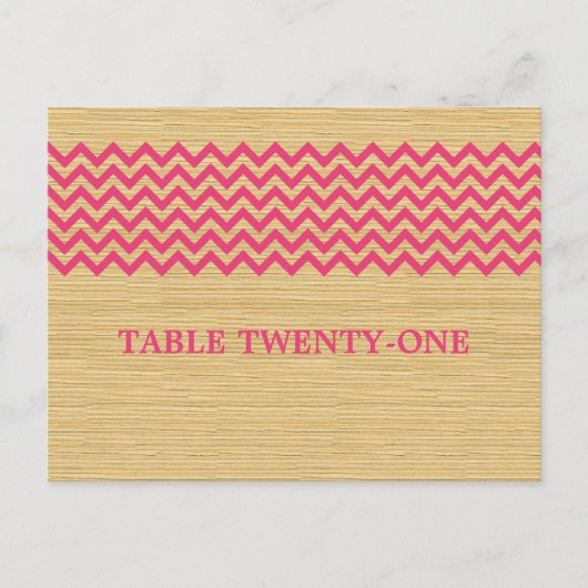 Roze Robuuste Chevron Table Number Briefkaart (Voorkant)