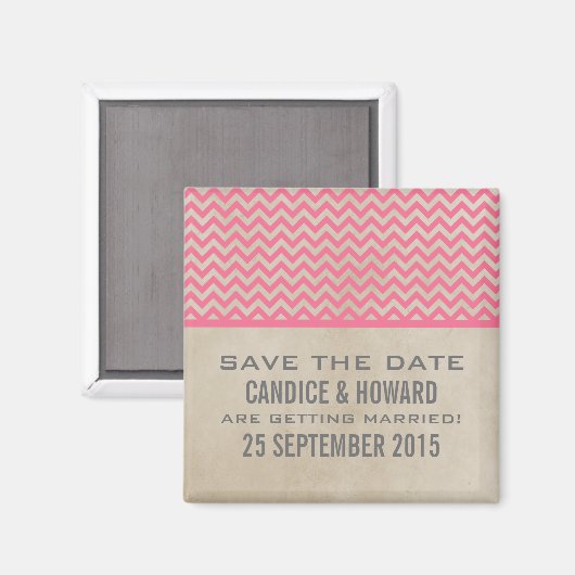 Roze Roche Chevron sparen de Magnet van de Datum (Voorkant / Achterkant)
