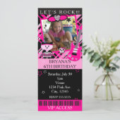 Roze Rock Kitty Cat Pink Ticket VIP Kaart (Staand voorkant)