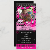 Roze Rock Kitty Cat Pink Ticket VIP Kaart (Voorkant / Achterkant)