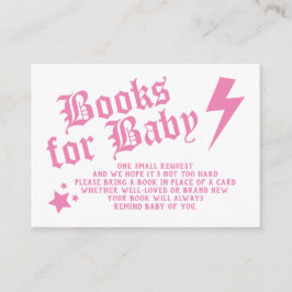 Roze Rock N Roll Baby shower Boekaanvraag Informatiekaartje