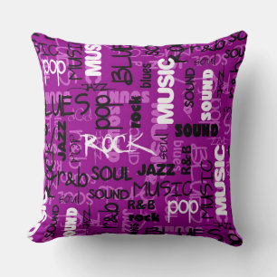 Roze Rock Pop R & B Music Text Sierkussen