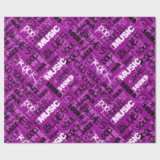 Roze Rock Pop R & B Music Text Wrapping Paper Cadeaupapier (Vlak)