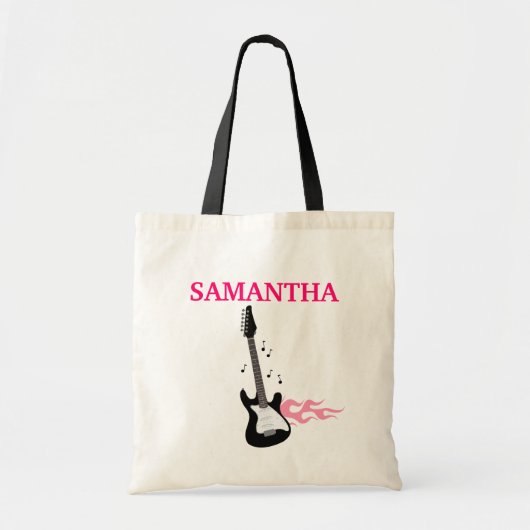 Roze Rock Star Guitar Canvas tas (Voorkant)