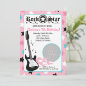Roze Rock Star Guitar *PHOTO* Birthday 5x7 Kaart (Staand voorkant)