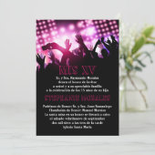 Roze Rock Star Quinceanera Uitnodiging (Staand voorkant)