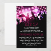 Roze Rock Star Quinceanera Uitnodiging (Voorkant / Achterkant)