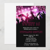 Roze Rock Star Sweet 16 Birthday Invitation Kaart (Voorkant / Achterkant)
