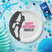 Roze rockbeklimming Birthday | Aangepast rotsclimm Papieren Bordje (Feest)