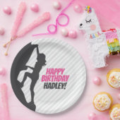 Roze rockbeklimming Birthday | Aangepast rotsclimm Papieren Bordje (Feest)