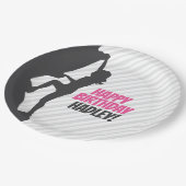 Roze rockbeklimming Birthday | Aangepast rotsclimm Papieren Bordje (Gekanteld)