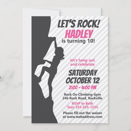 Roze rockbeklimming Birthday | Rockbeklimming Kaart (Voorkant)