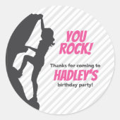 Roze rockbeklimming Birthday | Rockbeklimming Ronde Sticker (Voorkant)