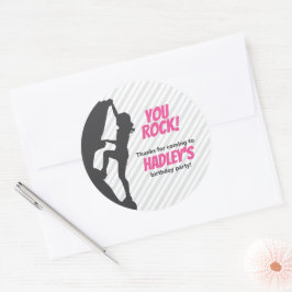 Roze rockbeklimming Birthday | Rockbeklimming Ronde Sticker