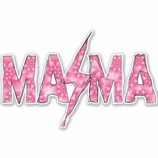 Roze Rocker Mama Sticker (Voorkant)