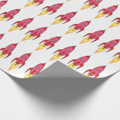 Roze Rocket Ship Buitenruimte Birthday Feminist Cadeaupapier (Hoek)