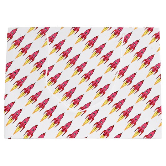 Roze Rocket Ship Buitenruimte Birthday Feminist Groot Cadeauzakje (Voorkant)