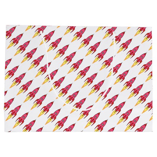 Roze Rocket Ship Buitenruimte Birthday Feminist Groot Cadeauzakje (Achterkant)