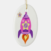 Roze Rocket Ship Keramisch Ornament (Rechts)