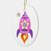 Roze Rocket Ship Keramisch Ornament (Links)
