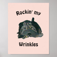 Roze "Rockin" Mijn rimpels Zwarte Sharpei-Poster
