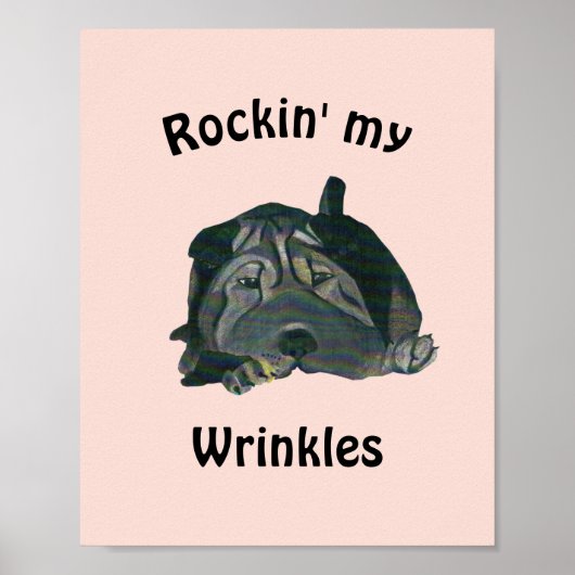 Roze "Rockin" Mijn rimpels Zwarte Sharpei-Poster Poster (Voorkant)