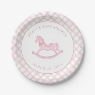 Roze Rocking Horse Baby shower papier Borden Papieren Bordje