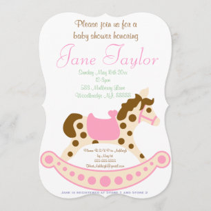 Roze Rocking Horse Baby Shower-uitvindingen Kaart