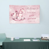 Roze Rocking Horse Baby shower Welkom Spandoek (Beurs)