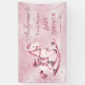 Roze Rocking Horse Baby shower Welkom Spandoek (Verticaal)