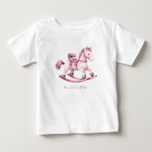 Roze Rocking Horse Baby T-shirt (Voorkant)